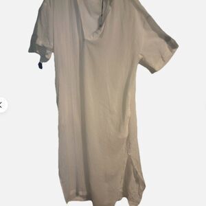 White Gauzy Cotton Hermoza Caftan Beach Swim Coverup Dress Women’s Medium